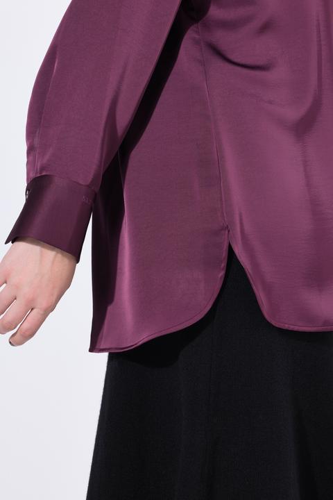 Immagine prodotto Ulla Popken Camicia in raso con retro più lungo, colletto da camicia e maniche lunghe (54)