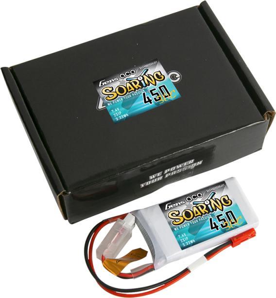 Actual product image Gens Ace Accumulator Soaring 450mAh 7.4V 30C 2S1P JST-SYP (7.40 V, 450 mAh)