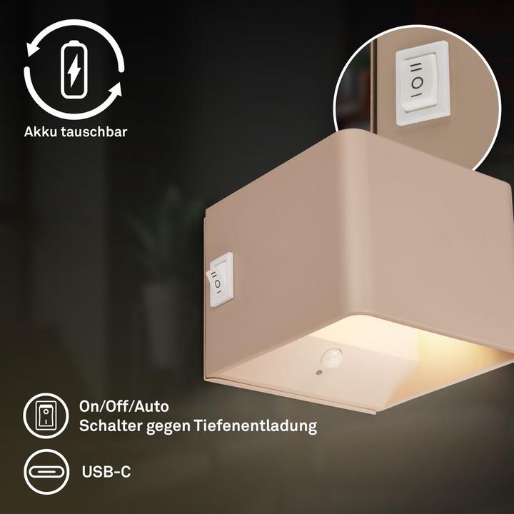 Produktbild Briloner BORRA LED Akku Wandleuchte mit Sensor - Beige (100 lm)
