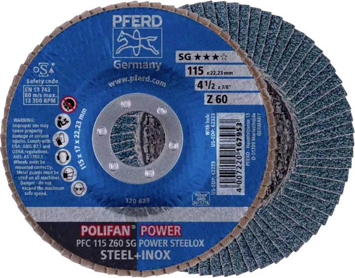 Actual product image Pferd Flap disc POLIFAN 115 mm zirconia alumina Z grit size 60 Box (60)