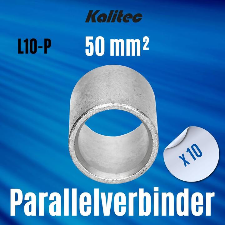 Immagine prodotto Kalitec 10 pezzi Connettore parallelo L10-P 50mm² I Connettore non isolato I Connettore a crimpare vuoto I