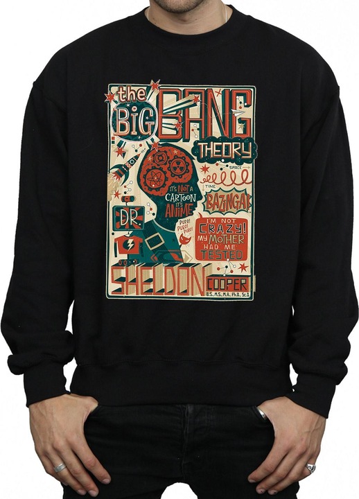 Actual product image Big Bang Theory Mens Infographic Poster Cotton Sweatshirt (L)