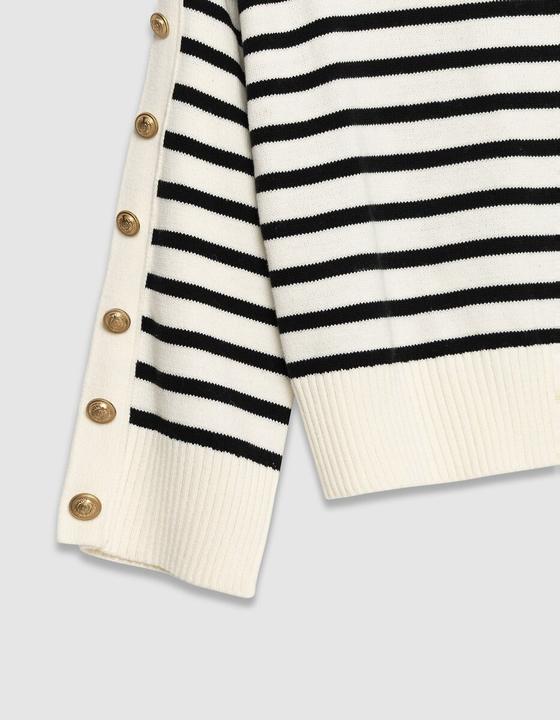 Produktbild Ikks Marinière-Pullover mit Rundhalsausschnitt und Knöpfen an den Ärmeln (L)