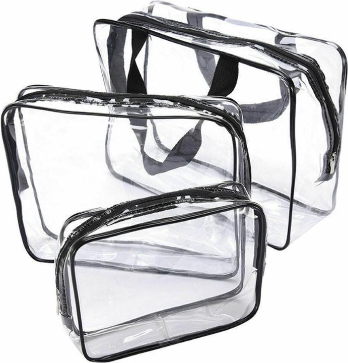 Produktbild Noya Kosmetik Make-Up Tasche (3er Set) – Transparenter Reise-Organizer mit Reissverschluss (1 l)