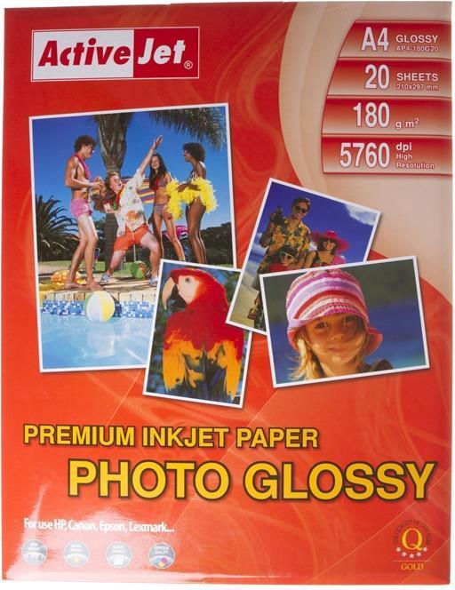 Actual product image Activejet AP4-180G20 Glossy Photo Paper (180 g/m², 21 x 29.7 cm, 20 x)