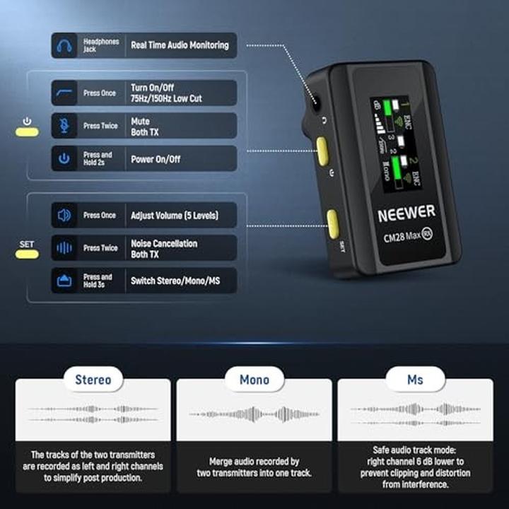 Produktbild Neewer Sistema Microfono Lavalier Senza Filo CM28 Max