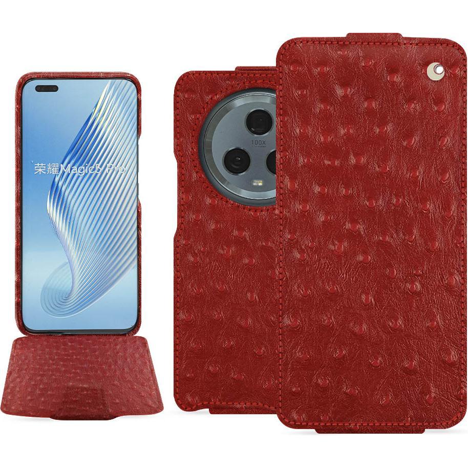 Noreve Lederschutzhülle vertikal (Honor Magic5 Pro), Smartphone Hülle, Rot