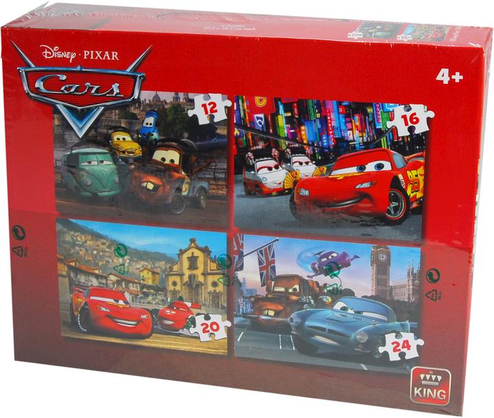 Produktbild King Puzzle 4 in 1 Cars 4 Puzzles mit 12, 16, 20 und 24 Teilen, ab 4 Jahren (24 Teile)