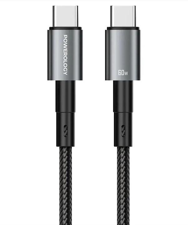 Produktbild Powerology QX 45W Single Port Type C EU GaN Adapter C zu C Kabel- Schwarz/Grau (45 W, 1 Port)