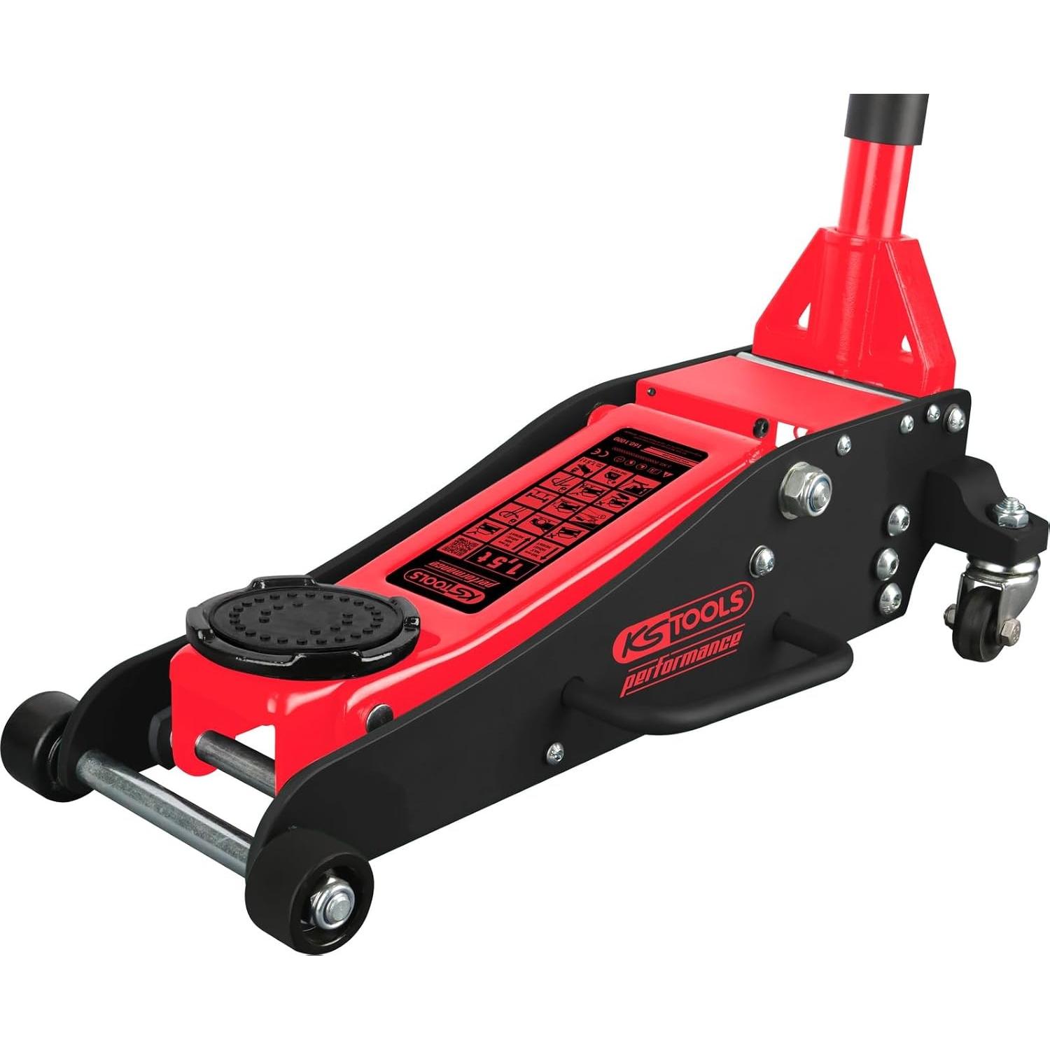 KS Tools, Cric, performance Hydraulischer Aluminium-Wagenheber, 1500 kg, Hubhöhe: 90-360 mm