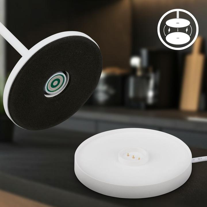 Image du produit Briloner Lampe de table LED rechargeable avec station de recharge, Mini, Touch, Blanc mat (150 lm)