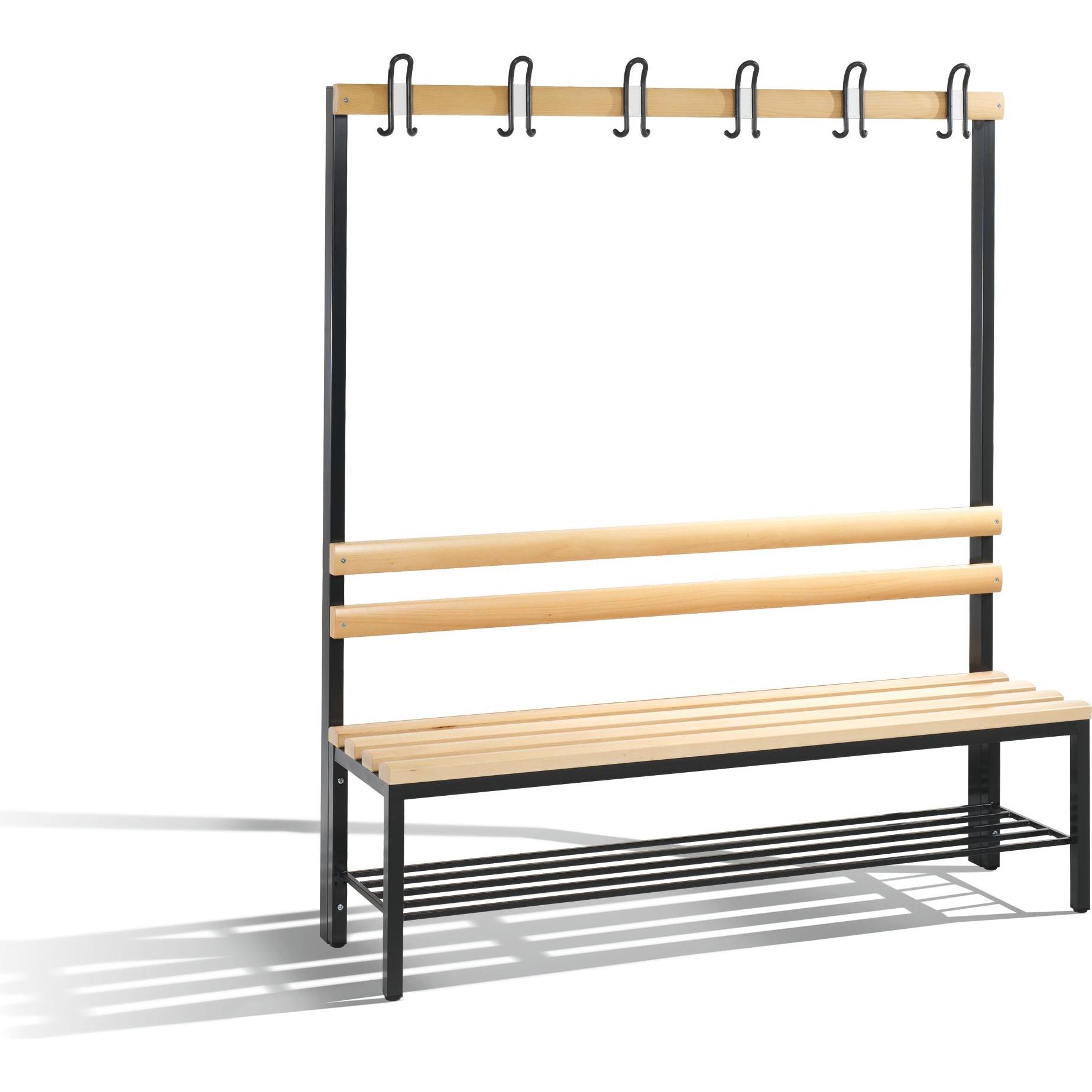 C+P, Armadio officina, Panca per spogliatoi BASIC, un lato utile, listello portaganci, ripiano per (150 cm, 165 cm)