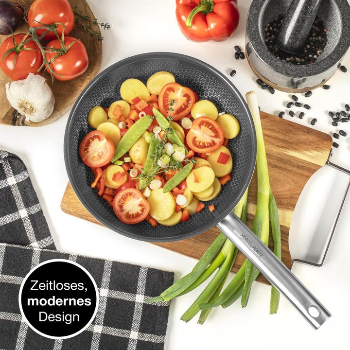 Produktbild Moritz & Moritz Edelstahlpfanne Wabenstruktur (24 cm, Pfannenset + Topfset, Edelstahl)