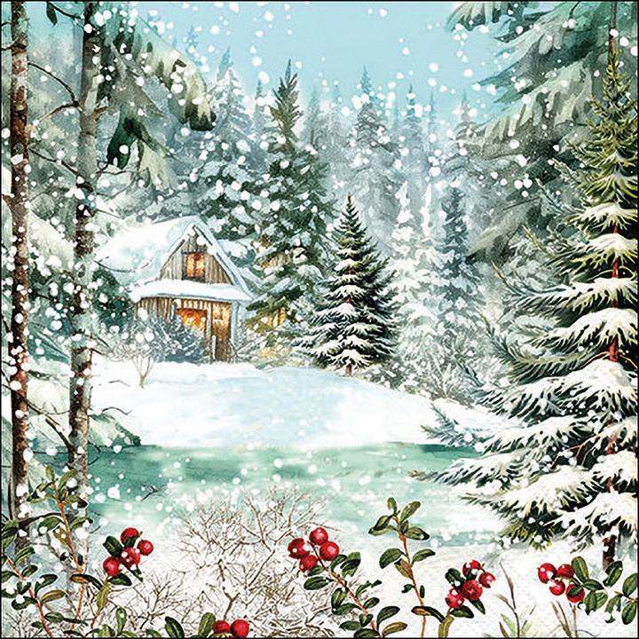 Image du produit Ambiente Serviette "Cabin In The Woods" (20 pcs, 33 x 33 cm)