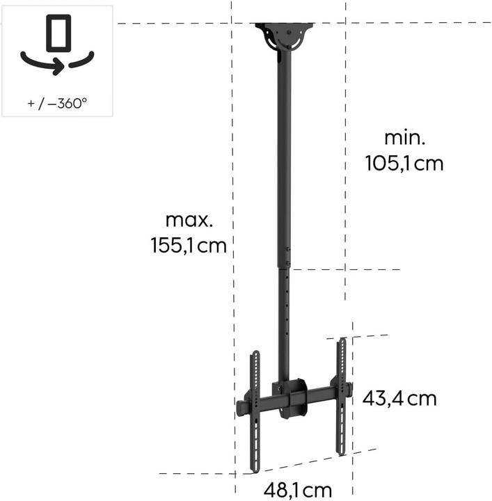 Produktbild Hama TV-Deckenhalterung (Decke, 65", 50 kg)