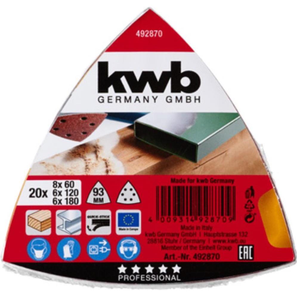 Thumbnail - kwb, Schleifmittel, Delta Sparpack Bosch/20Stück (60, 120, 180)