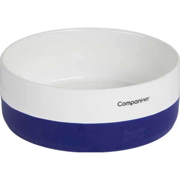 Companion ceramic feeding bowl with silicon - Blue 1L (1 l), Futternapf