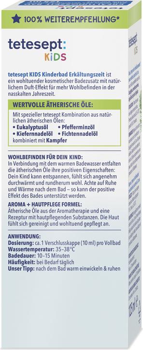 Valeurs nutritives et ingrédients Tetesept Bain de refroidissement pour enfants (125 ml, Huile de bain)