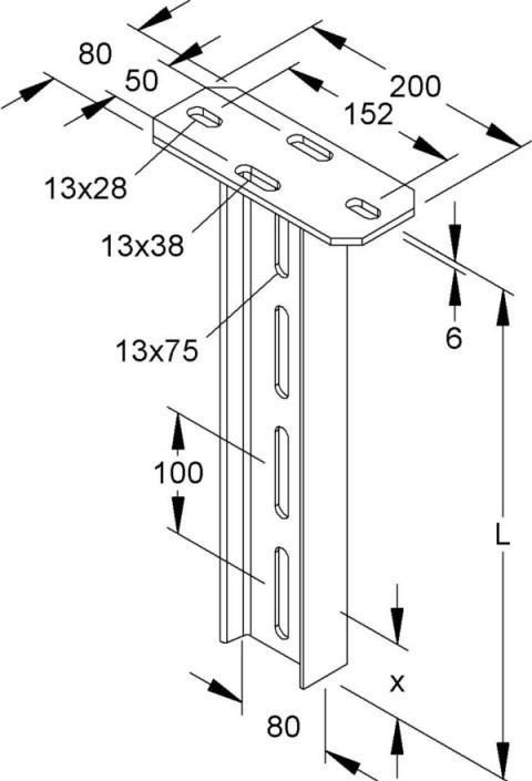 Actual product image Niedax NIE HI80/500 Hanging rod I-profile 80x500mm hot-dip galvanised DIN EN ISO 1461