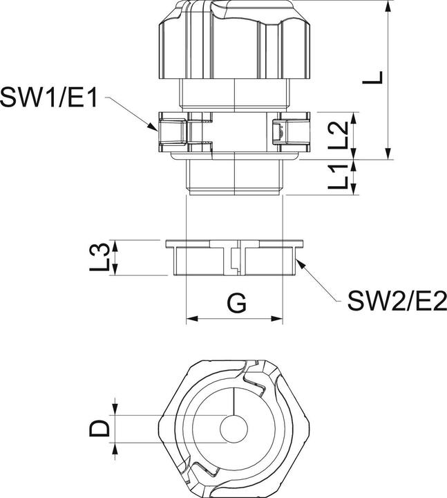 Actual product image OBO Bettermann V-TEC TB25 09-11 2024913 Cable gland 1.5 mm plastic 1 pc.