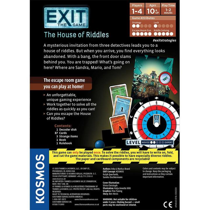 Image du produit Thames & Kosmos EXIT : The House of Riddles Jeu de société déduction (Anglais)