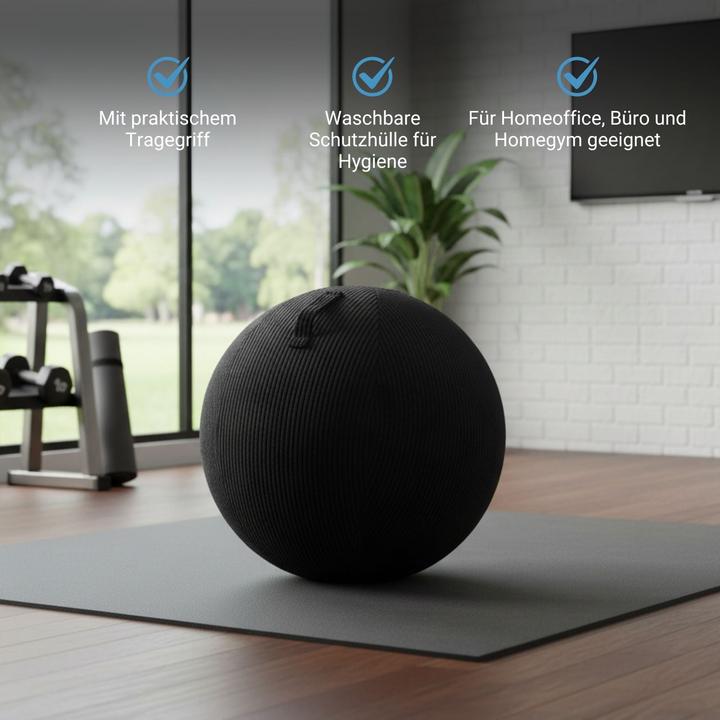 Produktbild Hermex Sitzball mit Schutzhülle Yoga-Ball Gymnastikball Fitnessball (75 cm)