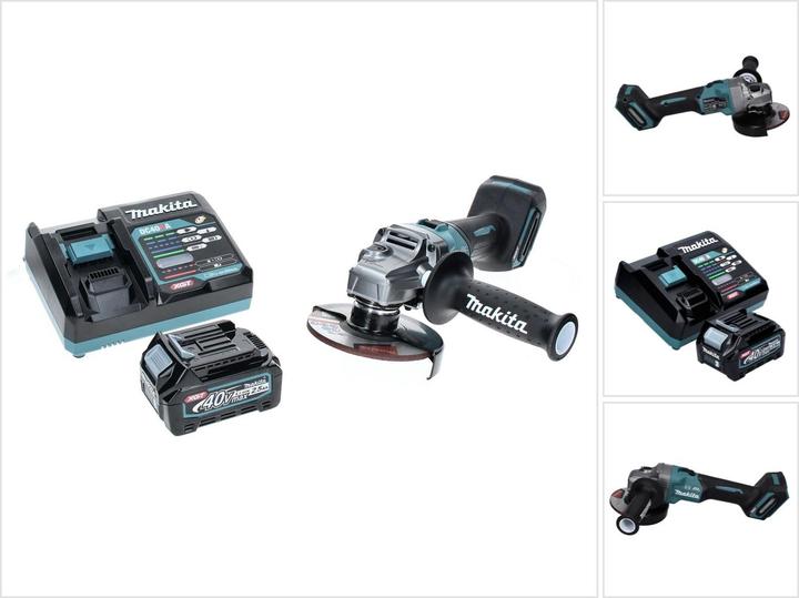 1x Schruppscheibe ( A-80656 ), 1x Seitengriff ( 158237-4 ), 1x Makita GA005GZ Akku Winkelschleifer 40 V max., 1x Schutzhaube, 1x Makita BL 4025 Akku 40 V 2.5 Ah XGT Li-Ion Akku ( 191B36-3 ), 1x Montageschlüssel ( 7824231 ), 1x Makita DC 40 RA 40 V Schnell Ladegerät XGT LXT ( 191E07-8 )