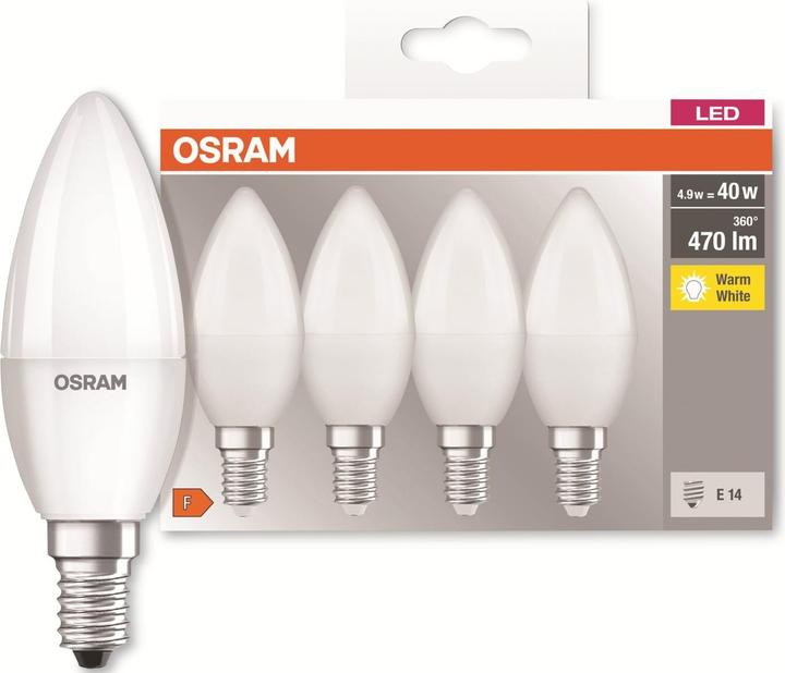 Actual product image Osram Base Classic B (E14, 5.70 W, 470 lm, 4 x, F)