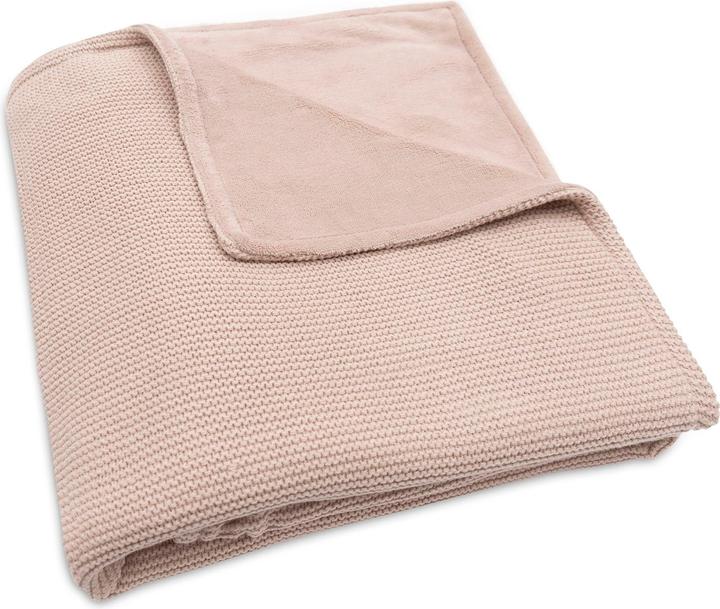 Actual product image Jollein - Deken Ledikant 100x150cm Basic Knit - Dekentje Baby - Wild Rose/Fleece (150 x 100 cm)