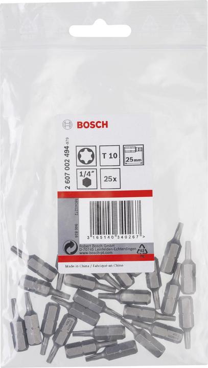 Actual product image Bosch Professional Zubehör Screwdriver bit extra-hard T10, 25 mm, pack of 25 (T10)