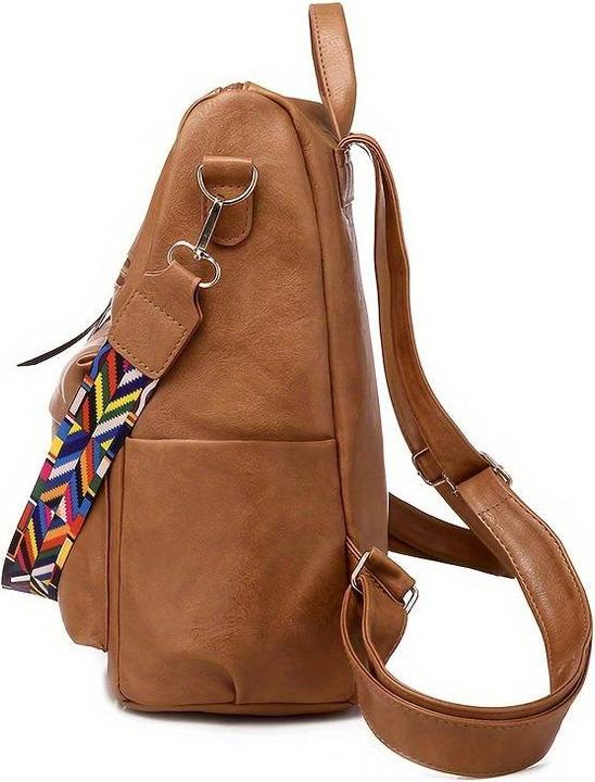 Immagine prodotto Only-Bags.Store Borsa zaino retrò, borsa a tracolla a due vie con tracolla Boho, zaino scuola in pelle vegana