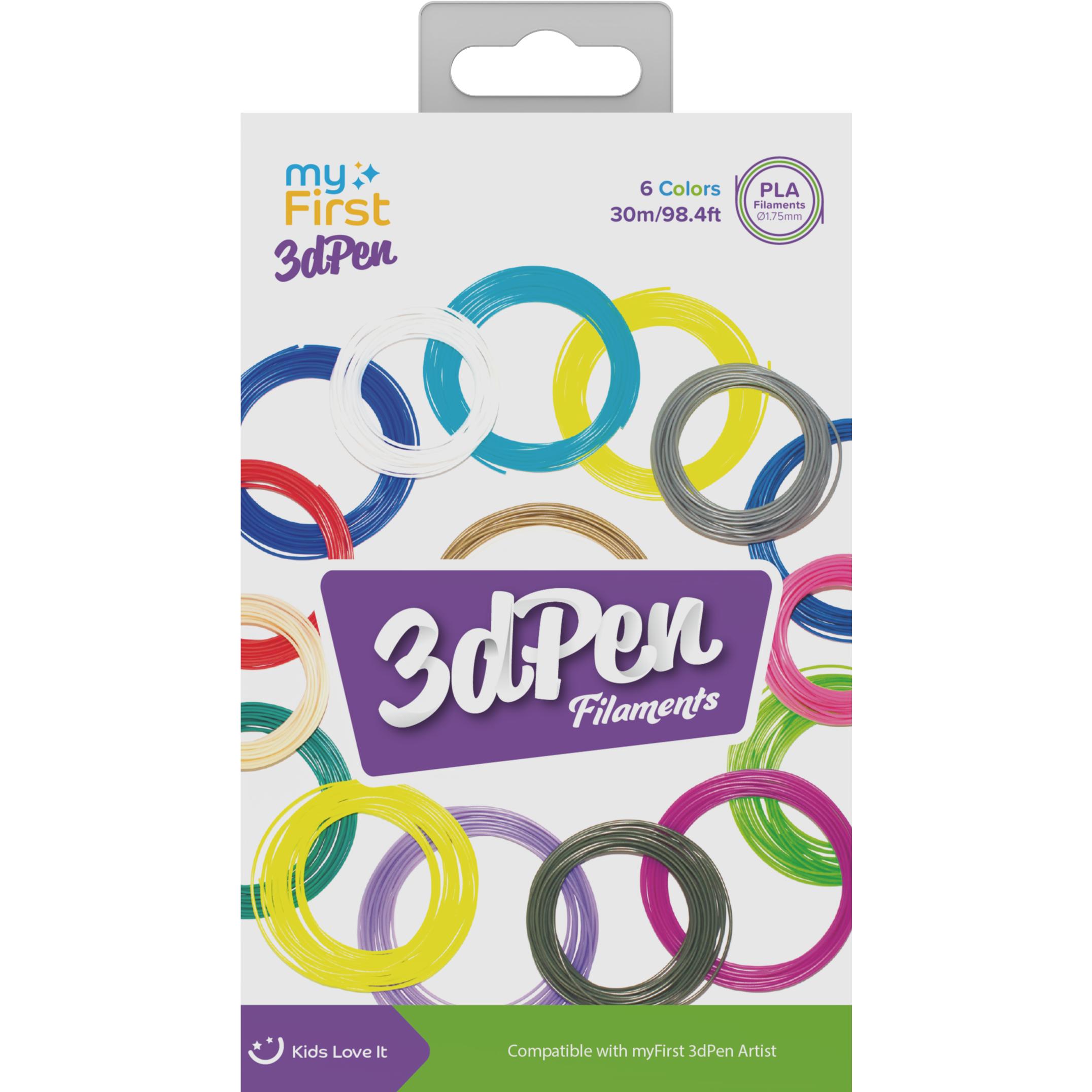 myFirst 3dPen Artist Filaments Cold Color 6er Pack (Mehrfarbig), 3D Filament, Mehrfarbig