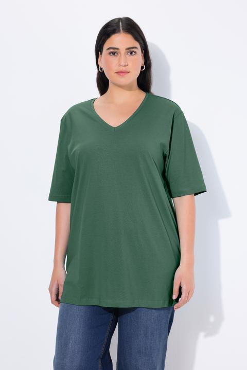 Produktbild Ulla Popken T-Shirt, Basic, Relaxed Fit, V-Ausschnitt, Halbarm (60)