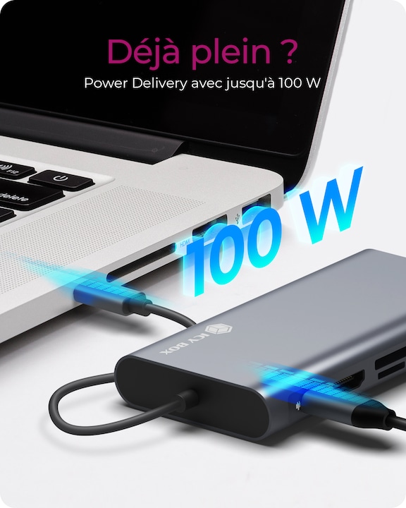 Actual product image Icy Box IB-DK4040-CPD - USB Type-C mini Dock PD (USB-C, 10 Ports)