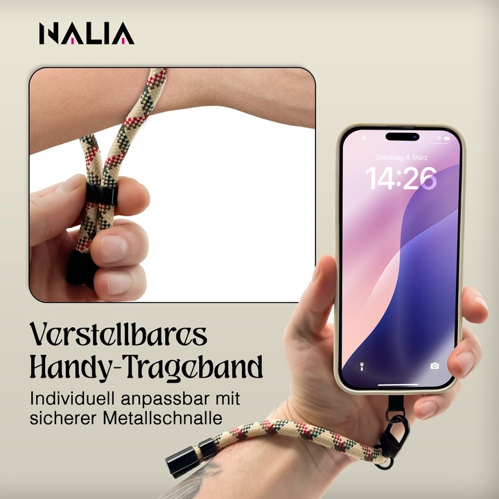 Image du produit Nalia Wristy Lanyard Handykette – Universal Trageband für Smartphones – Verstellbar, Soft & Elastisch