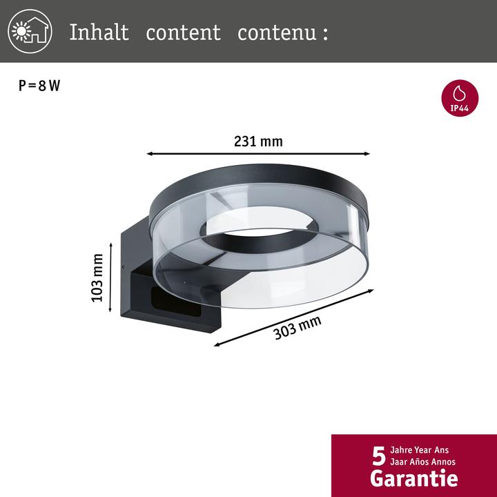 Produktbild Paulmann Aussenwandleuchte Capera (700 lm, IP44)