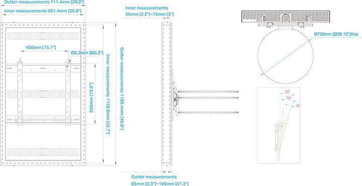 Produktbild Multibrackets Monitor Rahmen, für Säulenmontage, 50"/2766