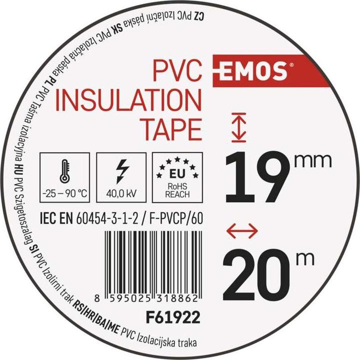 Actual product image Emos Insulating tape PVC 19mm/20m black, 10 pcs. (19 mm)