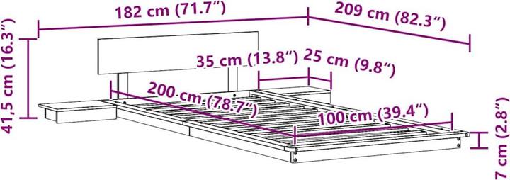 Actual product image vidaXL Bedstead (100 x 200 cm)