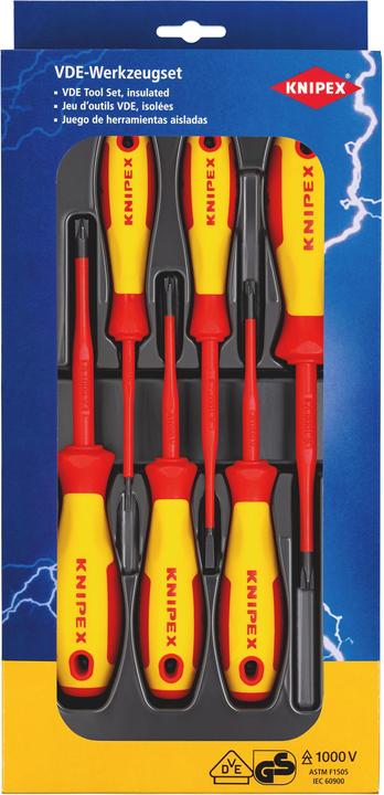 Produktbild Knipex VDE Schraubendreher-Paket (Phillipps-Kreuzschlitz (PH), Pozidriv-Kreuzschlitz (PZ), Schlitzschrauben)