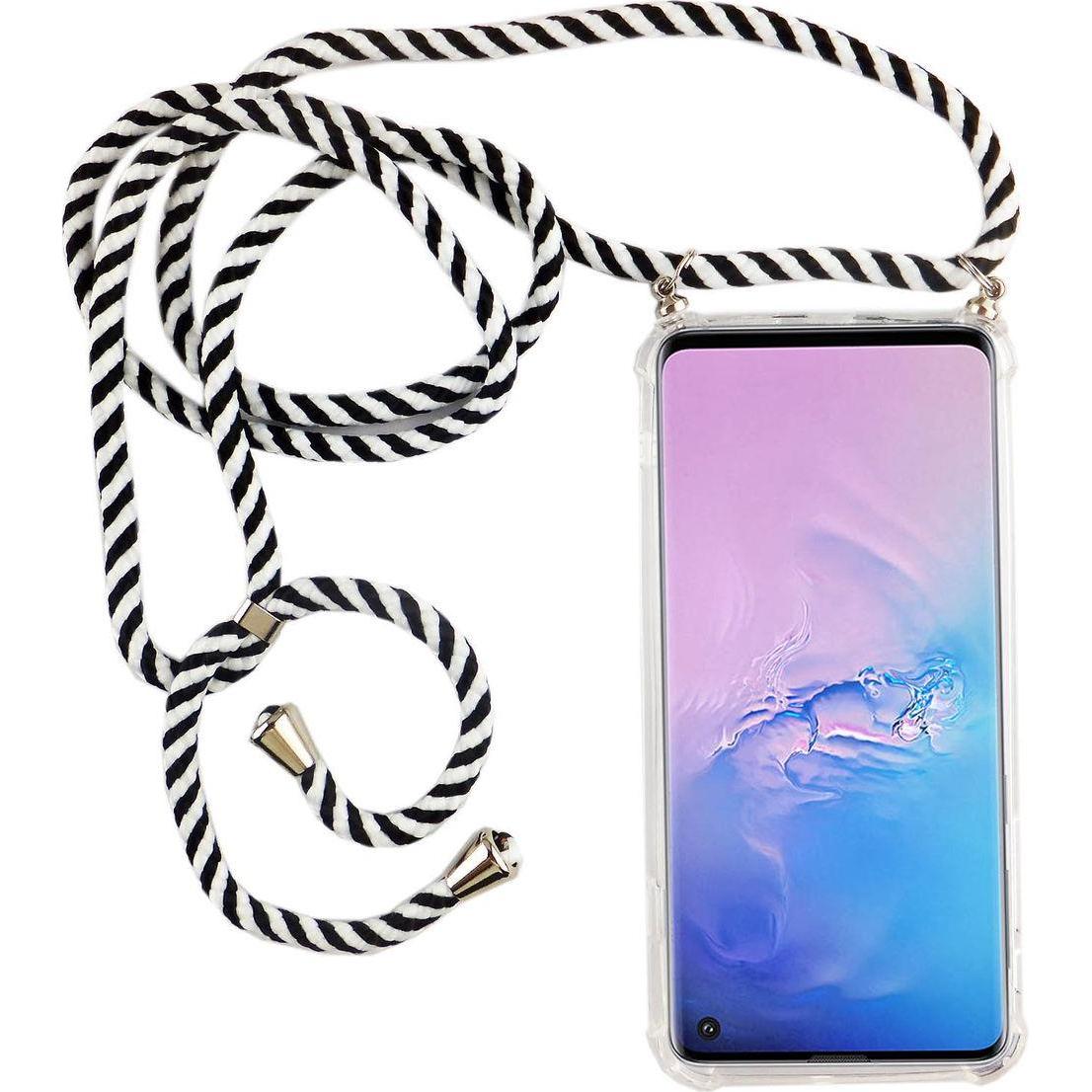König Design Handykette für Samsung Galaxy S10 mit Band Case zum umhängen Kordel Schwarz Neu, Handykette, Transparent