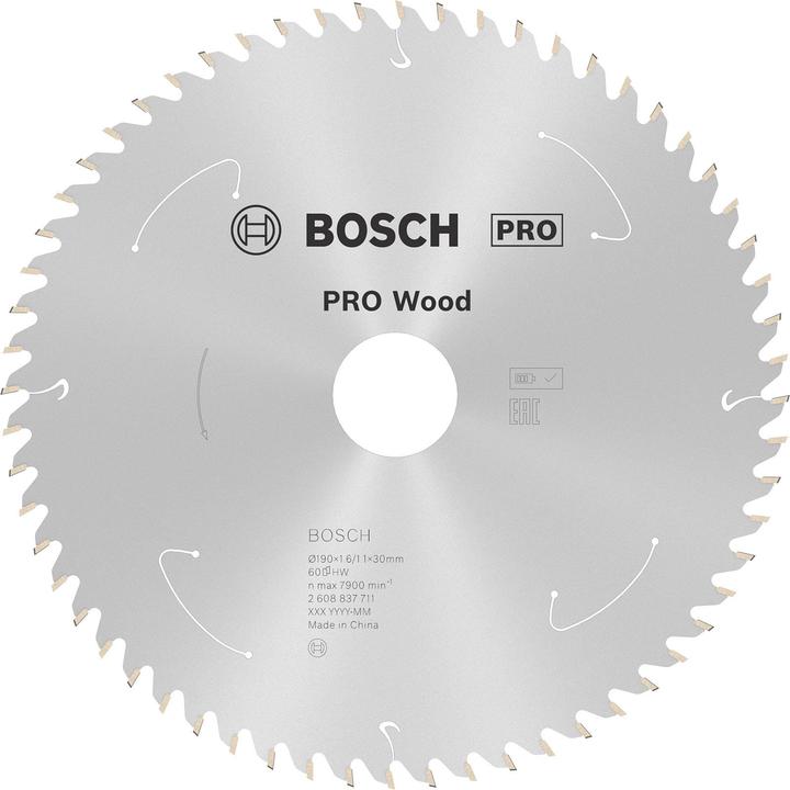Actual product image Bosch Professional Zubehör PRO Wood cordless circular saw blade, 190 x 1.6 x 30 mm