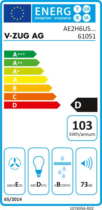 Label énergétique V-Zug Hotte d'aspiration 6105100001 (Hotte murale)