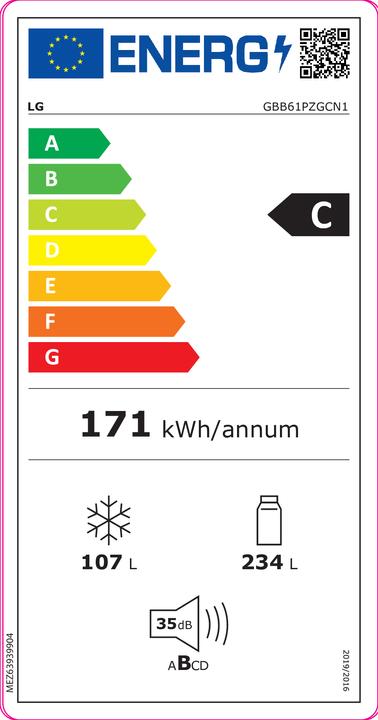 Energy Label LG GBB61PZGCN1 (341 l)