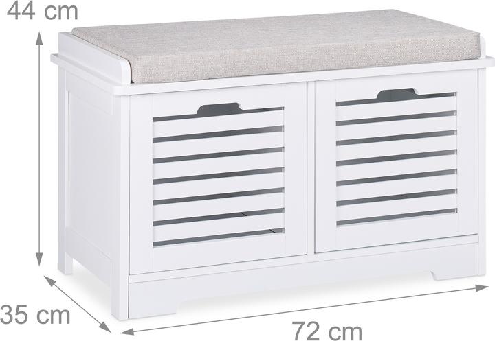 Image du produit Relaxdays Banc avec espace rangement, 2 paniers (72 cm)