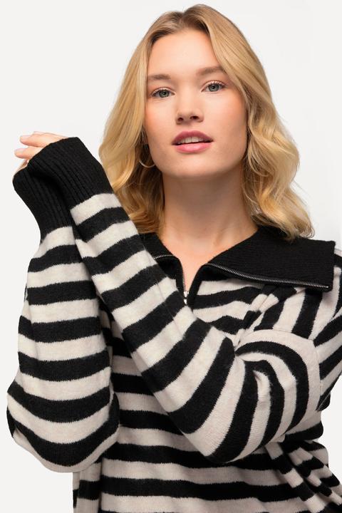 Produktbild Ulla Popken Troyer, Ringel, Oversized, Reissverschluss, Langarm (46, 48)