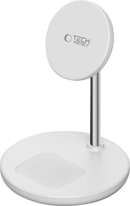 Tech-Protect Dock station QI15W-A39 2IN1 MAGNETIC MAGSAFE WIRELESS CHARGER White (15 W)