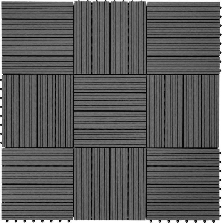 Productafbeelding Swisshandel24 WPC vloertegel Rhone, houtlook balkon/terras, 11x elk 30x30cm = 1m² Premium, antraciet lineair (11x, 30 x 30 cm)