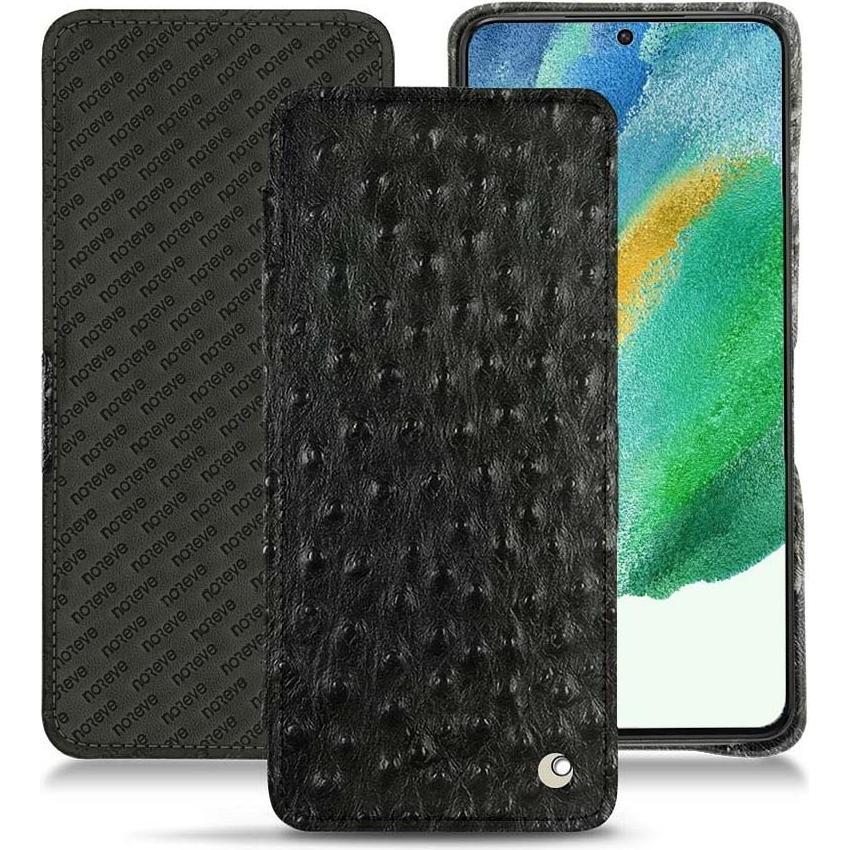 Noreve Lederschutzhülle Samsung Galaxy S21 FE (Samsung Galaxy S21 FE), Smartphone Hülle, Schwarz