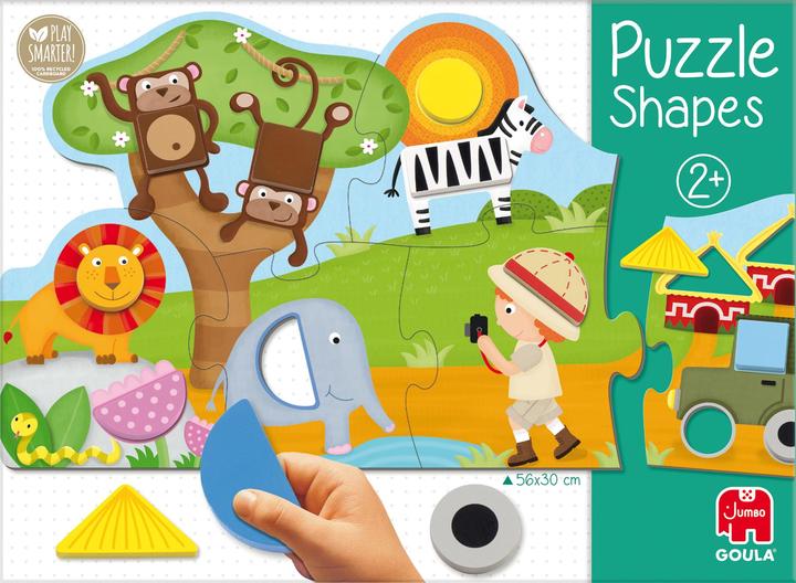Produktbild Goula Puzzle Shapes Safari 6 Teile plus 13 geometrische Formen, 56x30 cm, ab 2 J. (6 Teile)